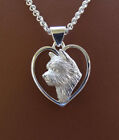 Sterling Silver Norwich Terrier Head Study On A Heart Pendant