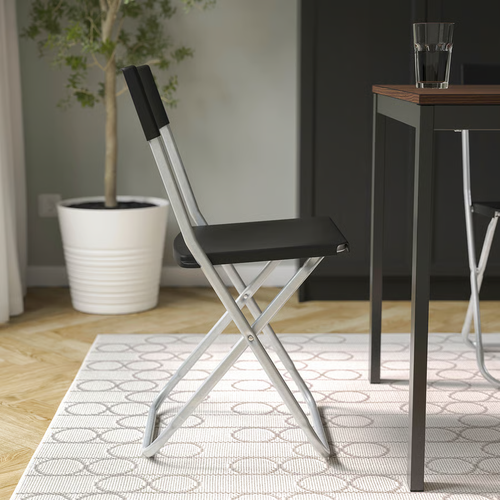 New IKEA Folding Chair Gunde Black Steel Polypropylena Plastic Seat Garden - Picture 3 of 19