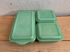 Fire King Jadeite Philbe Refrigerator Dish Set of  3 Nice Green Jadite Vintage