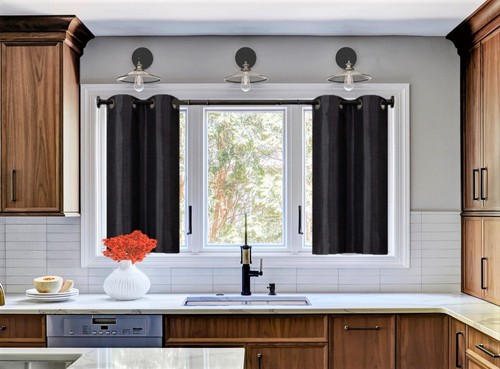 2 PANELS Bedroom Half Window Curtain & KITCHEN WINDOW TIER 36" BLACKOUT D24 - Picture 4 of 81