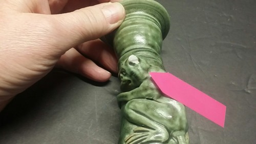Pair Of Small Monkey/Gremlin Candle Holders & 4." Figurine Ceramic Art Pottery - Picture 6 of 11