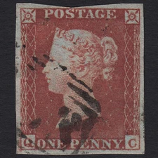 C27_00 GB QV 1841 1d RED-BROWN PLATE 155 SG8-B1(1) QC FU 4M IMPERF