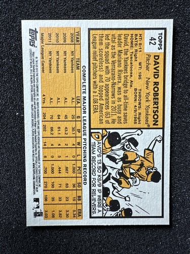DAVID ROBERTSON #42 2012 Topps Heritage Baseball QTY New York Yankees - Foto 2 di 2