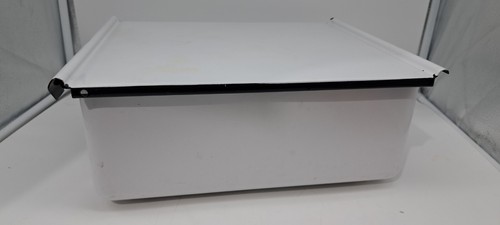 Vintage Emaille Metall Kühlschrank Lenard Crisper Eimer weiß Porzellan bedeckt  - Bild 4 von 21