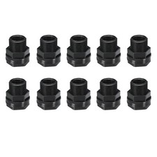 10Pcs PVC Bulkhead Fitting NPT1/2" x GHT 3/4" Water Tank Connector Black