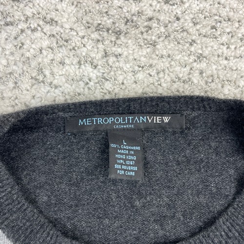 Metropolitan View Sweater Men Large Cashmere Argyle Crew Neck Pullover Knit Gray - Picture 4 of 7