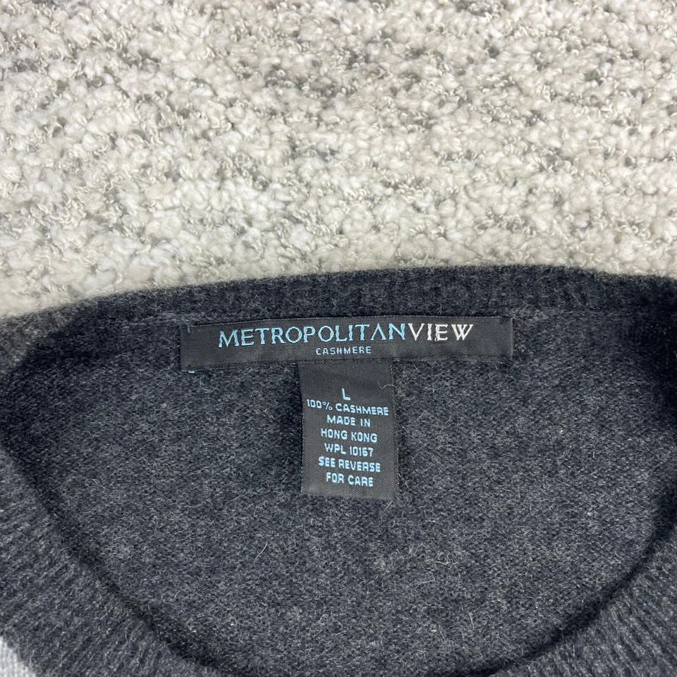 Metropolitan View Sweater Men Large Cashmere Argyle Crew Neck Pullover Knit Gray - Image 4 of 4
