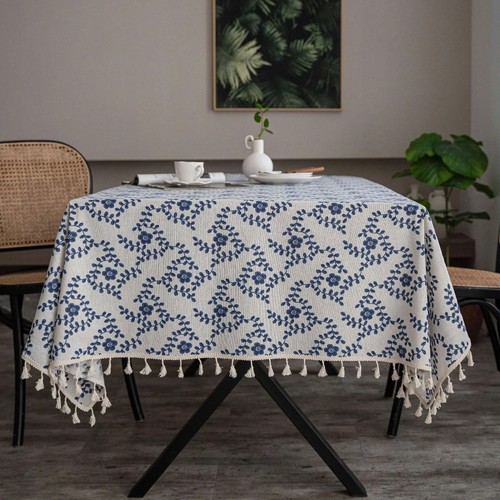 Cotton Linen Tablecloth Table Cover Table Protection Coffee Tassels Table Cloth - Bild 15 von 42