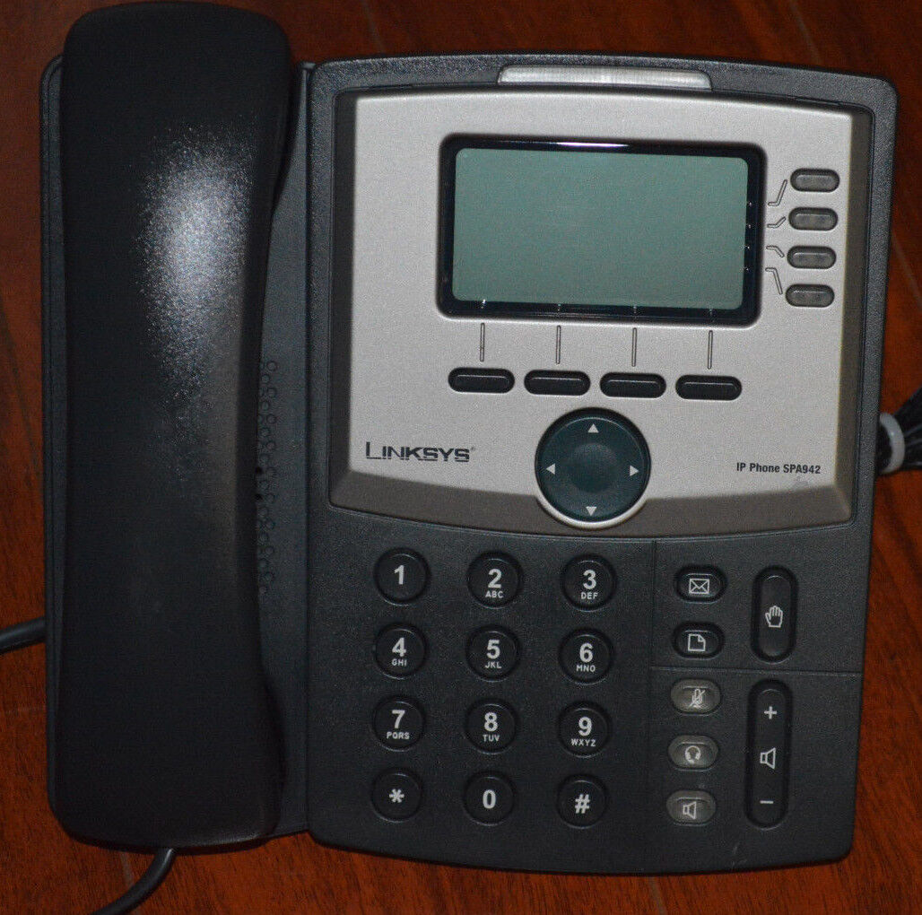 Unlocked Cisco 【​限​定​販​売​】 Linksys 本格派ま SPA942 SPA 942 4-line Desk Phone IP Stand SIP NO