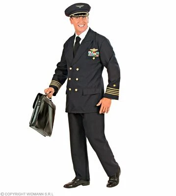 WIDMANN Kostüm Pilot - Pilotenkostüm Chefpilot - S bis 3 XL - 3-tlg. Jacke Hose Hut K