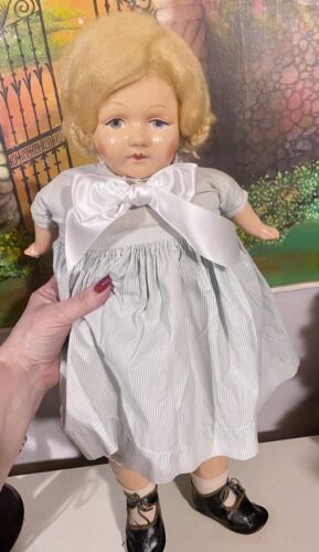 Antica Bambola in Cartapesta e Paglia Doll Poupee Puppen Vintage - Foto 3 di 5