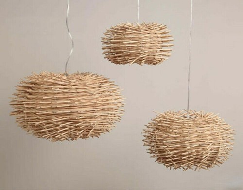 Bird Nest Pendant Lamp Light Wicker Wood Wave Handmade Rattan Weaving Chandelier - Picture 9 of 13