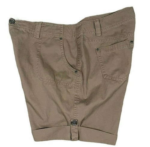 Sonoma Womens Shorts Sz 24W Brown Cuffed Button Accent High Rise - Picture 3 of 5
