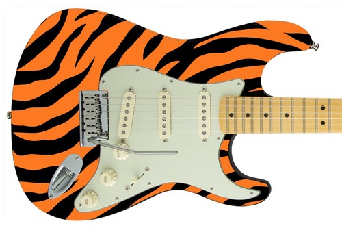 Guitar Skin Axe Wrap Re-skin Electric Bass Reface Orange & Black Tiger Stripes A - Picture 6 of 10