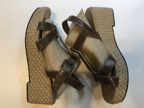 J JILL Grandes Cuñas Sandalias Tejido Tacón Hebilla Cierre Mujer Cuero Marrón 8M - Imagen 4 de 9