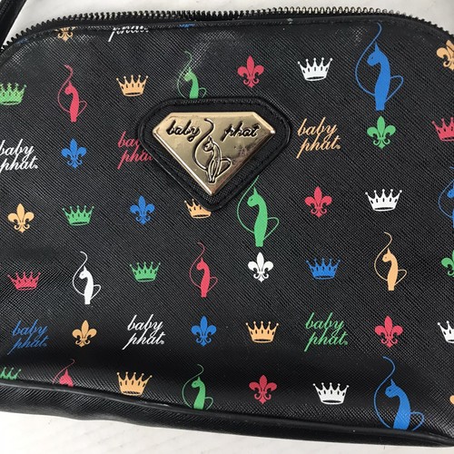 Bolso de mano pequeño Baby Phat negro/multi imitación cuero - Imagen 2 de 6