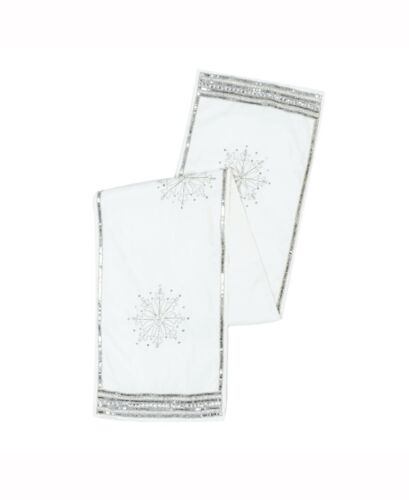 Vickerman L18708 White 14 x 90 in. Banded Snowflake Table Runner - Picture 6 of 6