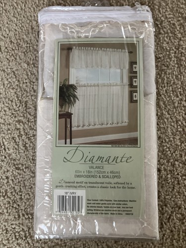 Ivory Off White Top Treatment Embroidered Scalloped 1 Valance 60”x18” - Picture 2 of 2