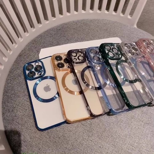 For iPhone 11 12 13 14 Clear Case Plating MagSafe Magnetic Cover Lens Protector - Film 1 z 1