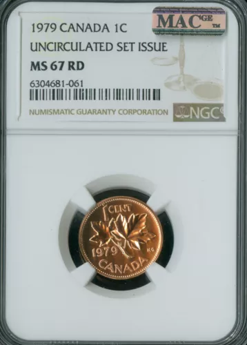 1979 CANADA CENT NGC MS67 RD PQ 2nd FINEST GRADE & SPOTLESS *