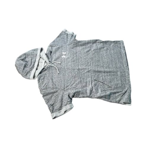 Under Armour Gym Shirt Short Sleeve Hoodie Gray Black Mens Large - Picture 7 of 9