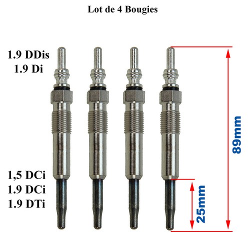 Bougie de préchauffage pour Clio 3 Kangoo Laguna Megane 2 Master 1,5 1,9 Dci Dti - Imagen 2 de 7