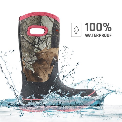 HISEA Women Waterproof Rain Boots Neoprene Rubber Mud Garden Snow Barn Working - Picture 46 of 63