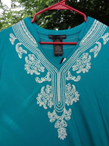 Grace Elements Kleid XXL Türkis Grün Bestickt Ärmellos V Ausschnitt Neu mit Etikett - Bild 7 von 7