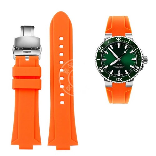 Bracelet de montre en caoutchouc silicone coloré bracelet convexe broche boucle fermoir acier hommes - Photo 34/34