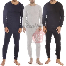Men's Winter Fleece Lined Thermal Cotton Top&Bottom Long Johns Underwear Set