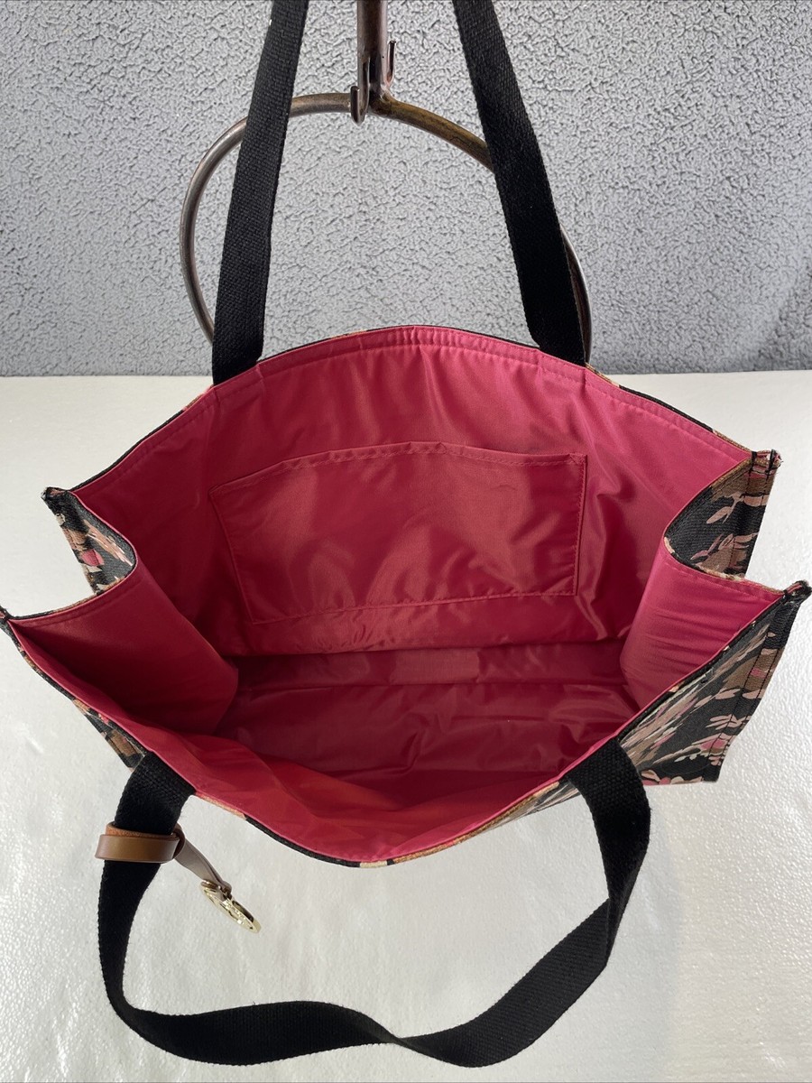Spartina 449 Black Pink Floral Tote 12x17x6 with Matching  display picture 1