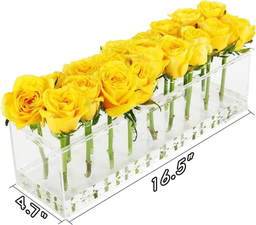 Acrylic Flower Vase Rectangular, Floral Centerpiece for Dining Table,Long Rec... - Picture 2 of 7
