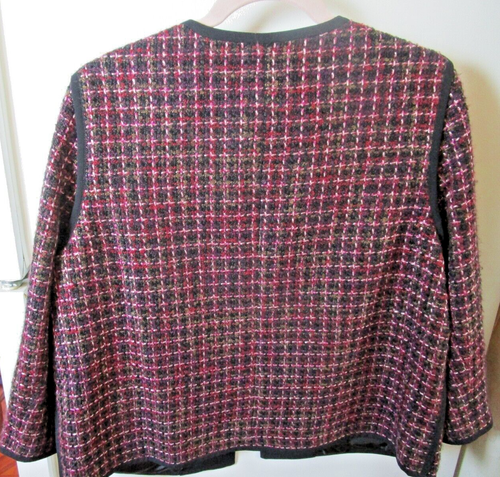 Anne Klein Separates Tweed Lined Open Front Career Pockets Dress Blazer Size 12 - Picture 3 of 7