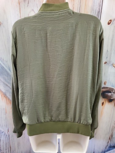 Silky Fashion Track Jacket Women’s Green M Medium Retro Embroidered Windbreaker - Bild 5 von 9