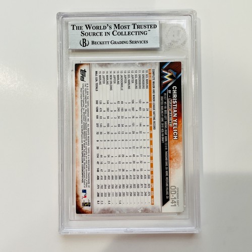 Christian Yelich Marlins signed 2016 Topps Chrome #187 Card Beckett BGS Auto 10 - Picture 2 of 2