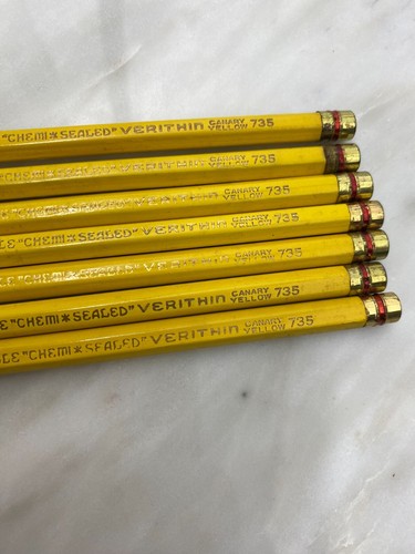 7 Eagle Chemi Sealed Verithin Pencil Canary Yellow 735 USA Vintage Blue Prints - Picture 2 of 4
