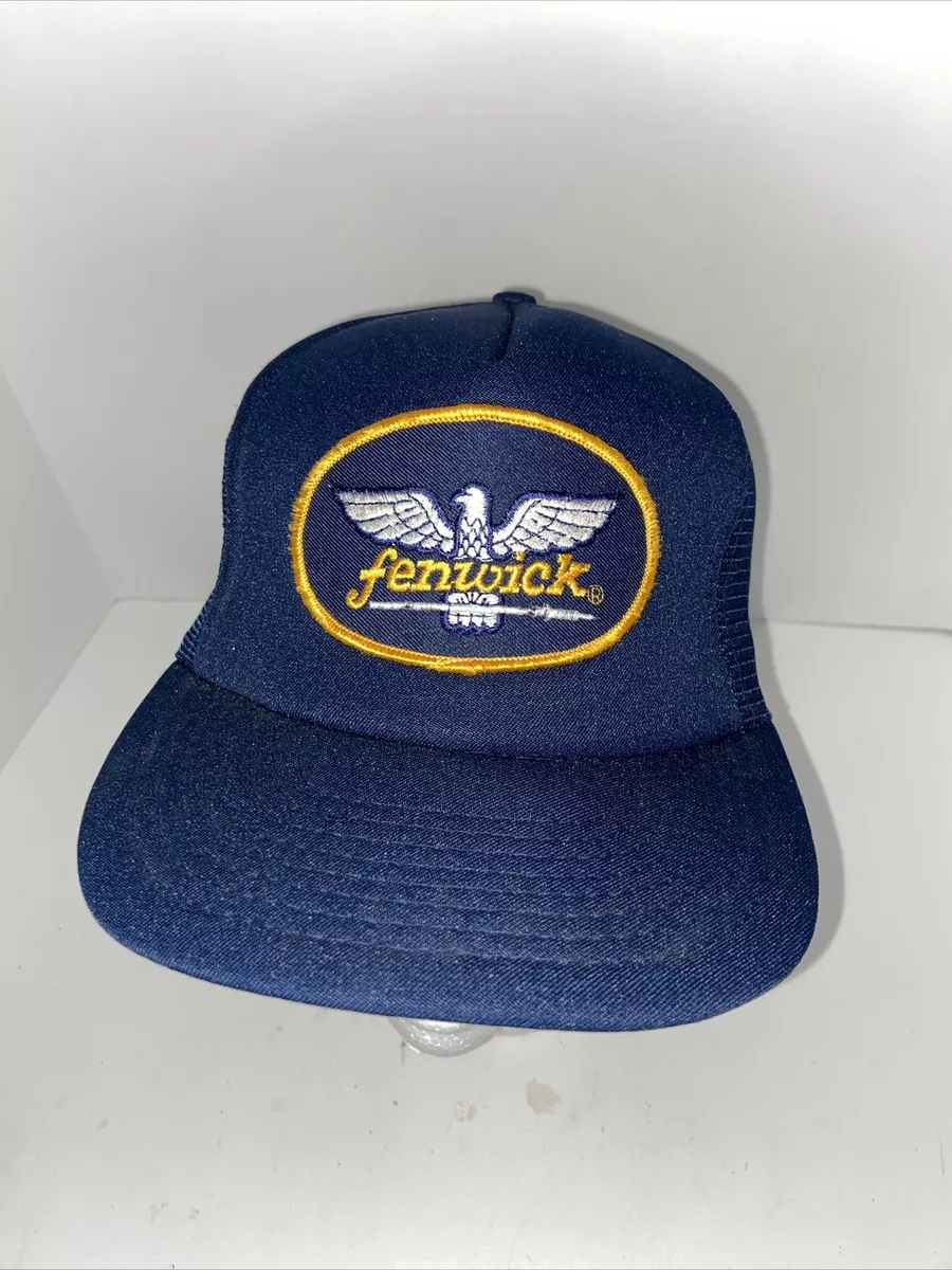 Vtg 80s Fenwick Fishing Trucker Hat Blue Fish Fisherman Boat Boating  Snapback