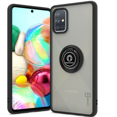 Custodia ad anello per Samsung Galaxy A71 cavalletto magnetico metallo trasparente rigida cover telefono - Foto 3 di 26