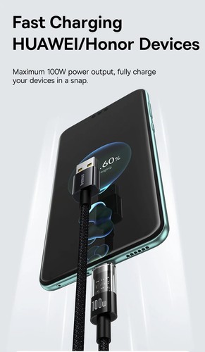 Baseus USB Type C Cable Transparent Super Charge 100W Fast Charging USB C Charge - Picture 10 of 26