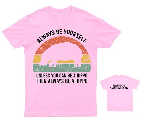 Always Be Yourself Hippo River Adventure Kids T-Shirt Fun & Unique - Picture 17 of 17