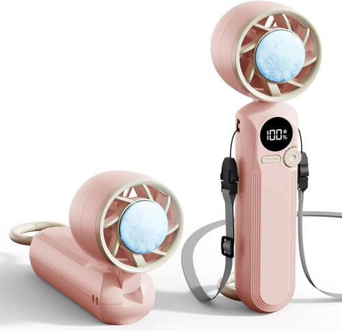 Portable Handheld Fan, Cooling Plate, Foldable Fans, w/ Stand, Hook & Lanyard - Picture 9 of 16