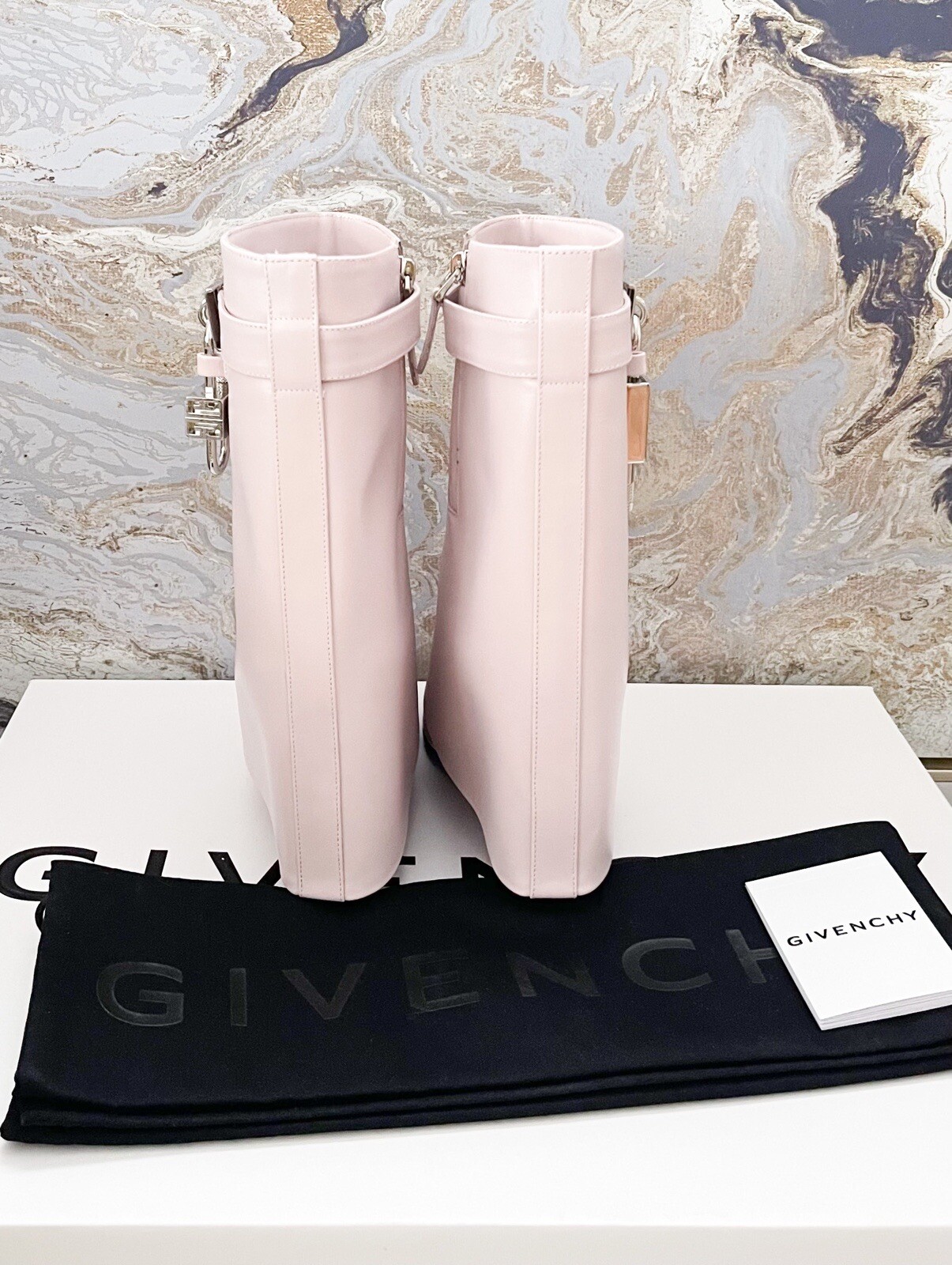 Givenchy Shark Lock Pink Smooth Leather Ankle Boo… - image 4