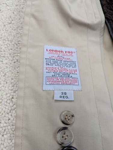 London Fog Coat Mens 38R Tan Jacket Trench Rain Long Sherpa Fleece Lined Vintage - Picture 20 of 21