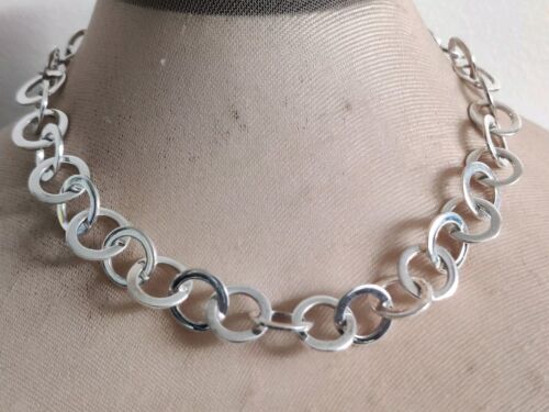 Modernist Silver 925 Interlocking Circles Necklace Designer David Sigal Canada - Picture 3 of 13