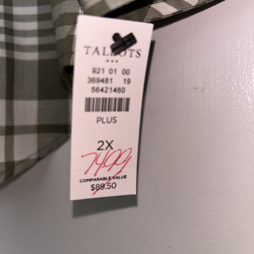 New !Talbots Button Down Shirt ~ Long Sleeve ~ Sage Green & White ~Size 2X - Picture 8 of 12