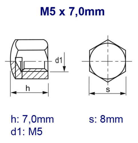 Hutmuttern M4 - M16, niedrige Form DIN 917 Gewinde Stahl verzinkt Hutmutter - Bild 3 von 9