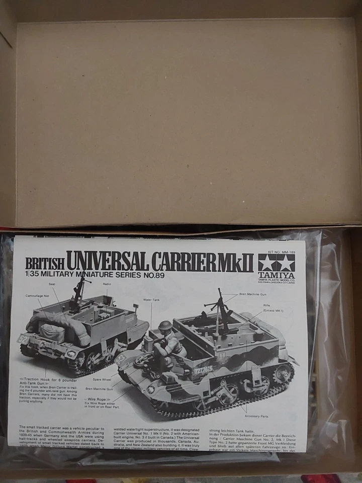 Tamiya 1/35 miniature series N.89 BRITISH UNIVERSAL CARRIER MkII - Immagine 2 di 3