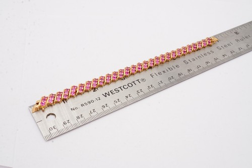 Ross Simons Gold Plated Sterling Silver 925 Lab-Created Ruby Bracelet 6.5" - Picture 10 of 10
