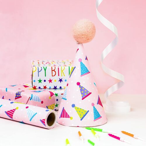 Reversible Birthday Wrapping Paper Jumbo Roll for Girls - 30 Inches x 100 Fee... - Picture 4 of 6