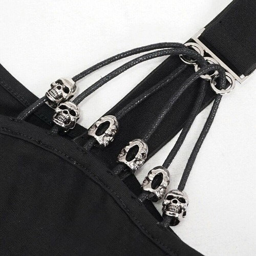 Diablo Moda Gótico Punk Un Hombro Manga de Encaje Prendas para el torso Camisetas Cortas Recortadas - Imagen 18 de 20